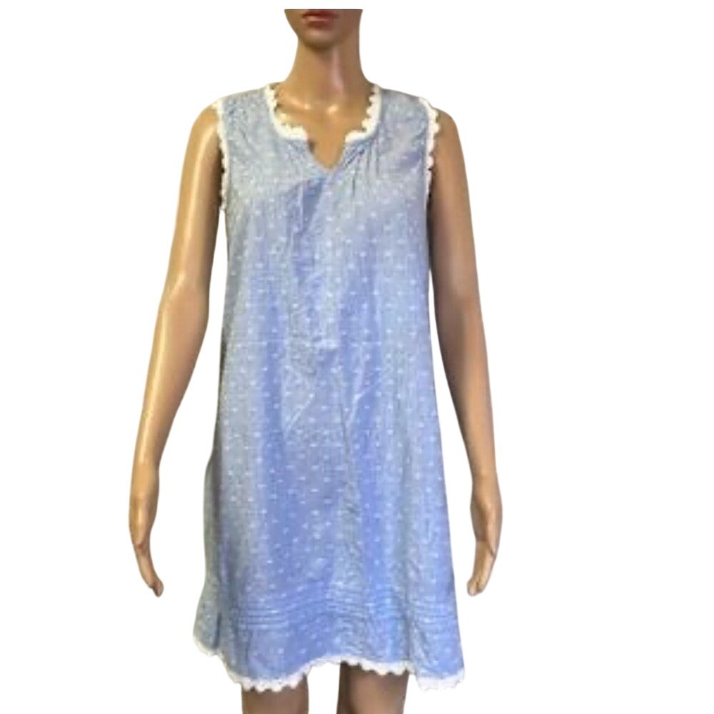 Shabby‎ Chic Vintage Sleep Gown Women's Medium blue, white cottagecore lace trim